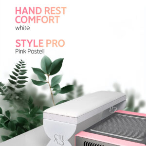 Pochłaniacz pyłu SHEMAX Style PRO + podstawka pod dłonie Comfort — kompletne stanowisko do manicure